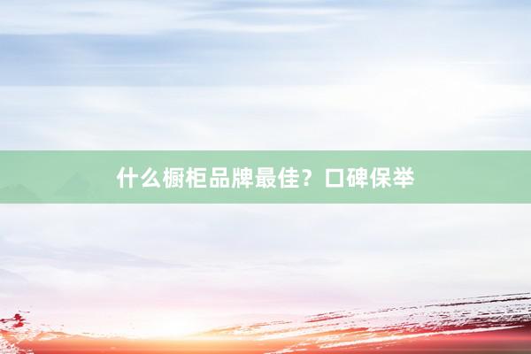 什么橱柜品牌最佳？口碑保举