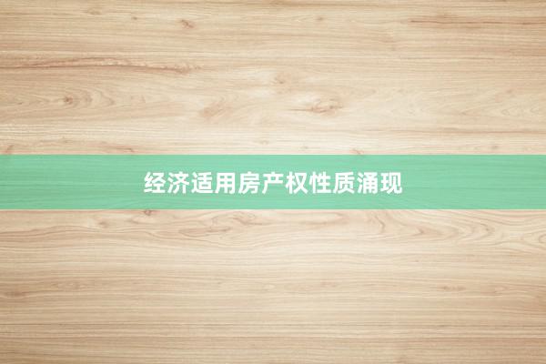 经济适用房产权性质涌现